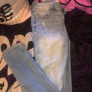 Blue ripped hollister jeans